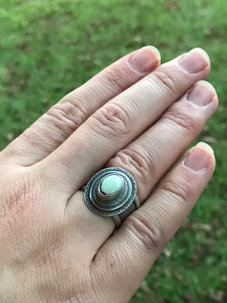 Prince Variscite Sterling Silver Ring, Size 6.5