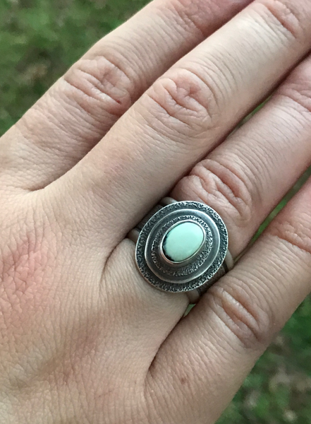 Prince Variscite Sterling Silver Ring, Size 6.5