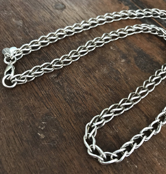 Thick Fine Silver Single Loop in Loop Handmade Chain, 18.5 inches