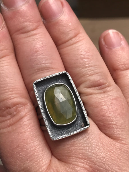 Rose cut green sapphire ring, size 8.5