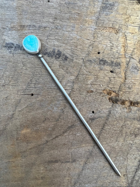 Burro Mountain (Tyrone) Turquoise Sterling Silver Hair Stick