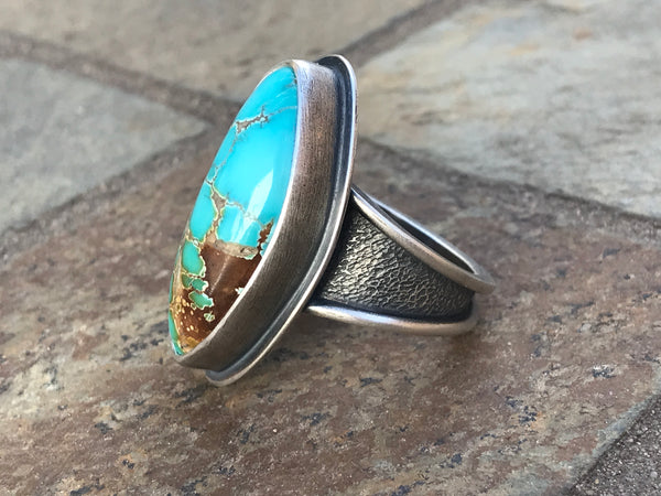 Natural Thunderbird Turquoise Ring Size 10