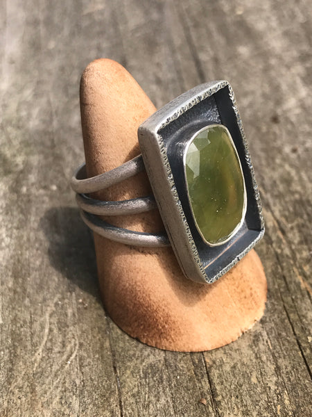 Rose cut green sapphire ring, size 8.5
