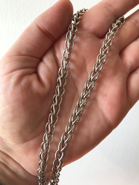 Thick Fine Silver Single Loop in Loop Handmade Chain, 18.5 inches