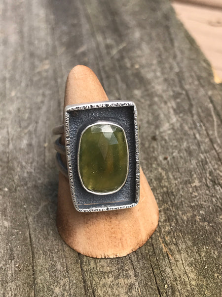 Rose cut green sapphire ring, size 8.5