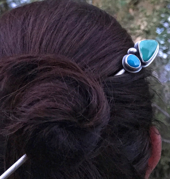 Carico Lake and Cerillos Turquoise Hair Stick