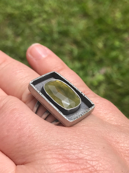 Rose cut green sapphire ring, size 8.5
