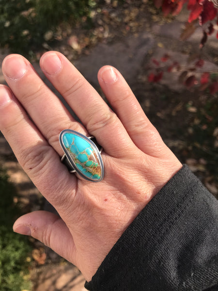 Natural Thunderbird Turquoise Ring Size 10