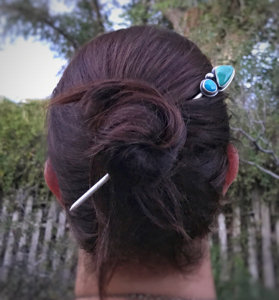 Carico Lake and Cerillos Turquoise Hair Stick