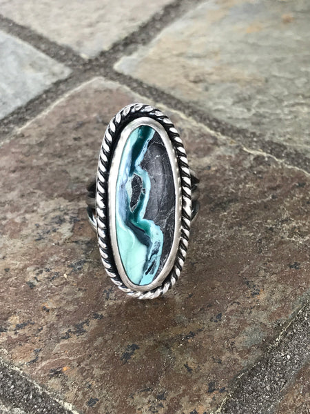Mystic Sage Turquoise and Variscite Ring, size 7