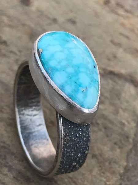 White Water Turquoise Ring, Size 9