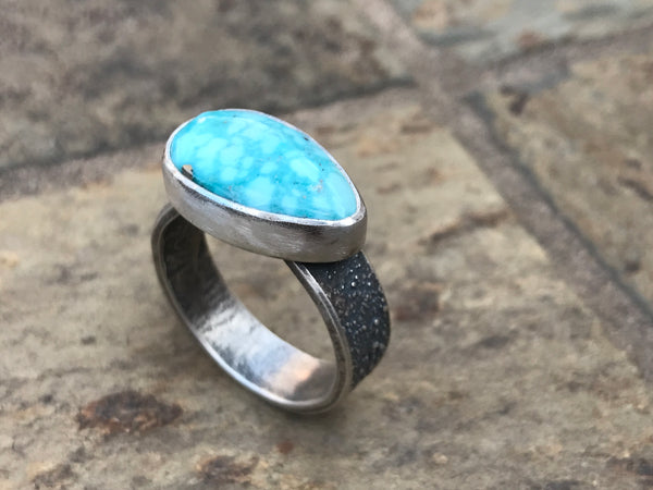 White Water Turquoise Ring, Size 9