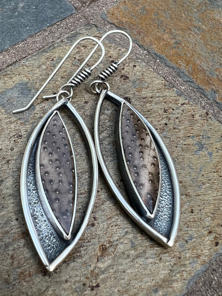 Indonesian Petrified Palm Wood Earrings