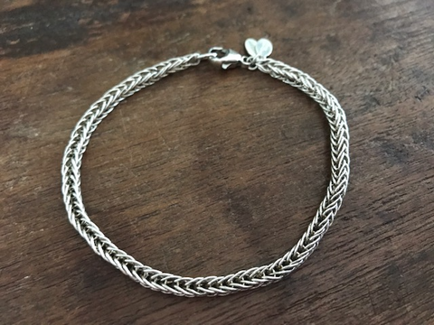 Fine Silver Handmade Chain Bracelet, 8 inches
