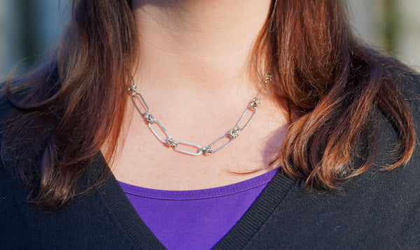 Silver Knots Handmade Chain Necklace, 19 inches