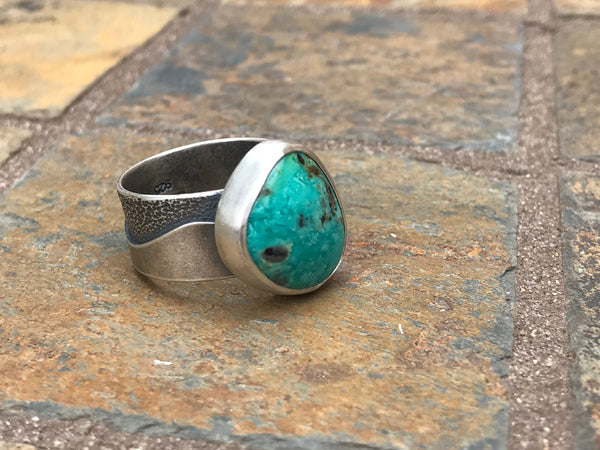 Tyrone Turquoise Waves Ring, size 8.5