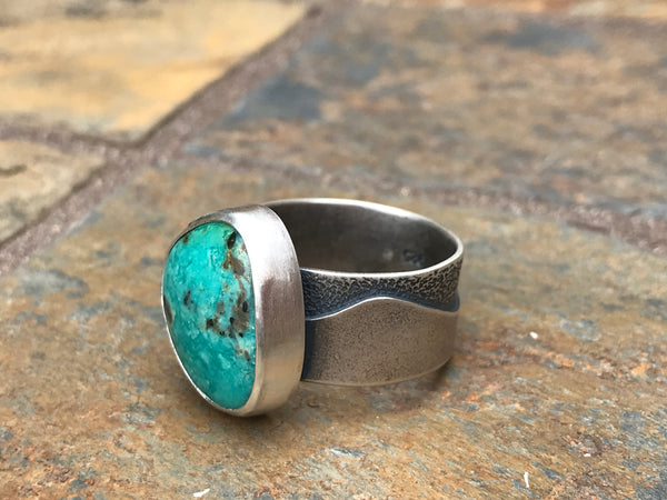 Tyrone Turquoise Waves Ring, size 8.5