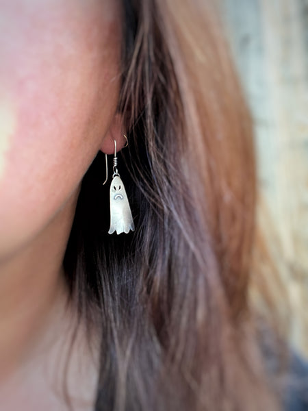 Trick or Treat Ghost Earrings in Sterling Silver