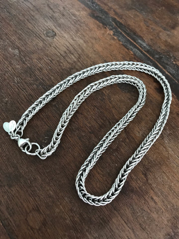 Handmade Fine Silver Double Foxtail Chain, 17.5 inches