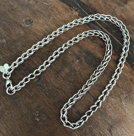 Thick Fine Silver Single Loop in Loop Handmade Chain, 18.5 inches