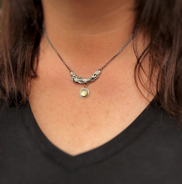 Recycled Silver and Prehnite Necklace