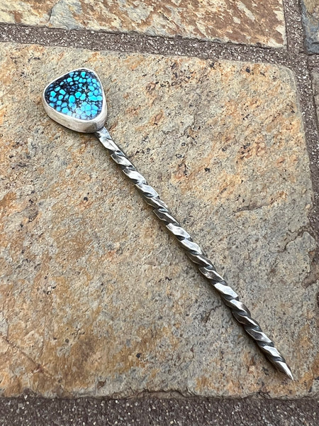 Turquoise and Twisted Wire Hat Pin