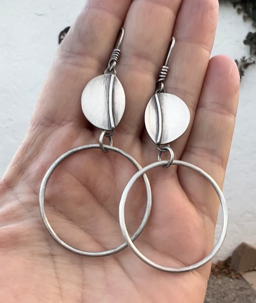 Silver Dangle Hoops