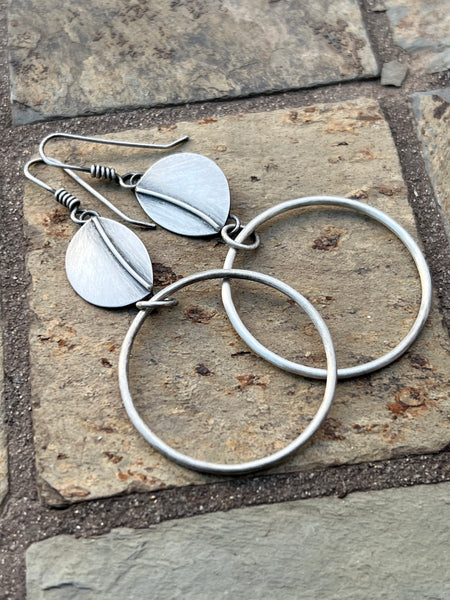 Silver Dangle Hoops