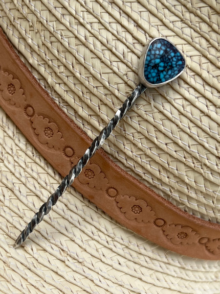 Turquoise and Twisted Wire Hat Pin