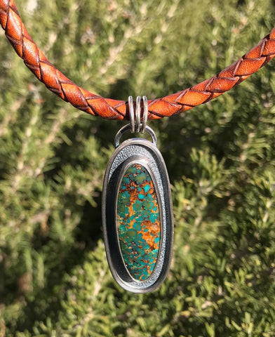 Turquoise Mountain Turquoise and Leather Necklace