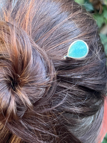 Burro Mountain (Tyrone) Turquoise Sterling Silver Hair Stick